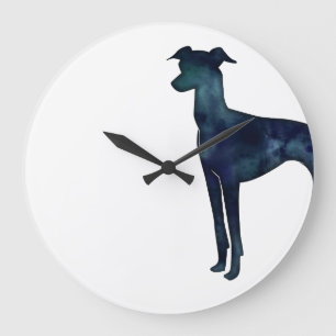 Grande Horloge Ronde Italian Greyhound Dog Black Watercolor Silhouette