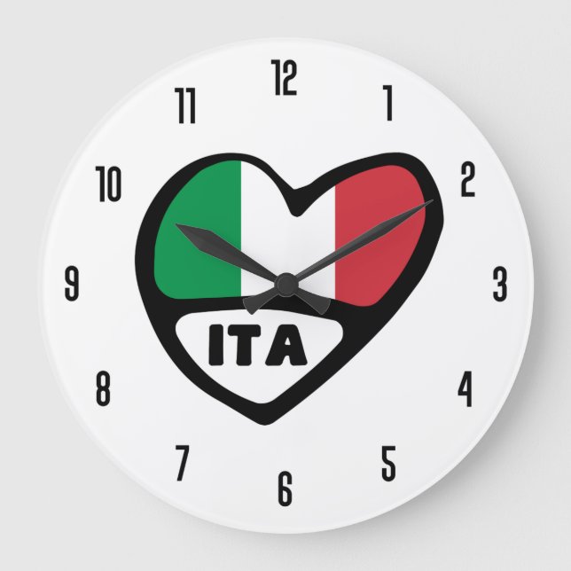 Grande Horloge Ronde Italie Code pays ITA Drapeau Coeur (Recto)