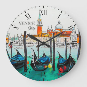 Grande Horloge Ronde Italie Voyage - VENICE aquarelle souvenir