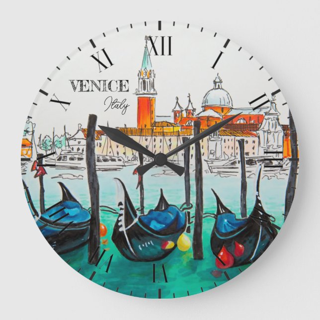 Grande Horloge Ronde Italie Voyage - VENICE aquarelle souvenir (Recto)