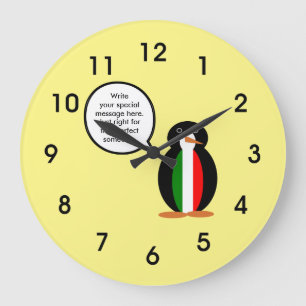 Grande Horloge Ronde Italien Parler Mme Penguin Personnalisé
