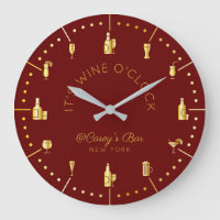 It's Wine O'Clock Elegant Gold Burgundy Monogram
