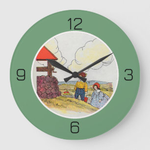 Grande Horloge Ronde Jack et Jill Mother Goose Articles de fête d'anniv