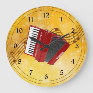 Grande Horloge Ronde J'adore la musique d'accordéon