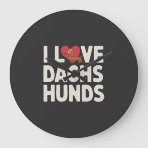 Grande Horloge Ronde J'adore les dachshunds mignon dessin animé