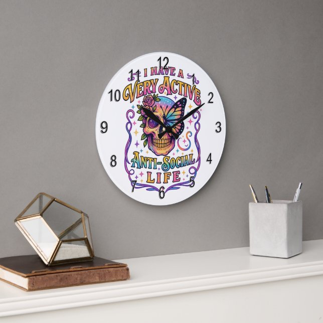 Grande Horloge Ronde J'Ai Un Très Actif... (Bureau)