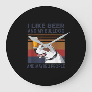 Grande Horloge Ronde J'Aime La Bière Et Mon Chien À Feu Et Peut-Être 3
