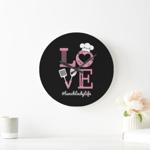 Grande Horloge Ronde J'aime la vie de dame de déjeuner Cadeaux amusants