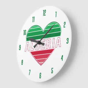 Grande Horloge Ronde J'aime l'Algérie, coeur algérien
