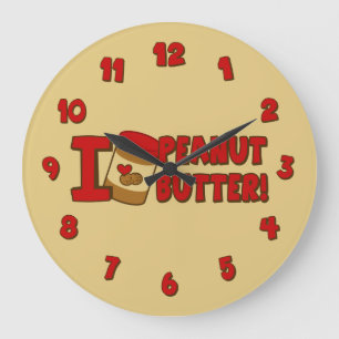 Grande Horloge Ronde J'Aime Le Beurre D'Arachide