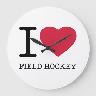 GRANDE HORLOGE RONDE J'AIME LE HOCKEY SUR LE TERRAIN