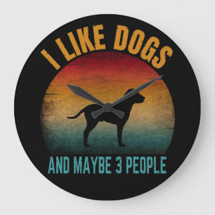 Grande Horloge Ronde j'aime les chiens et peut-être 3 personnes
