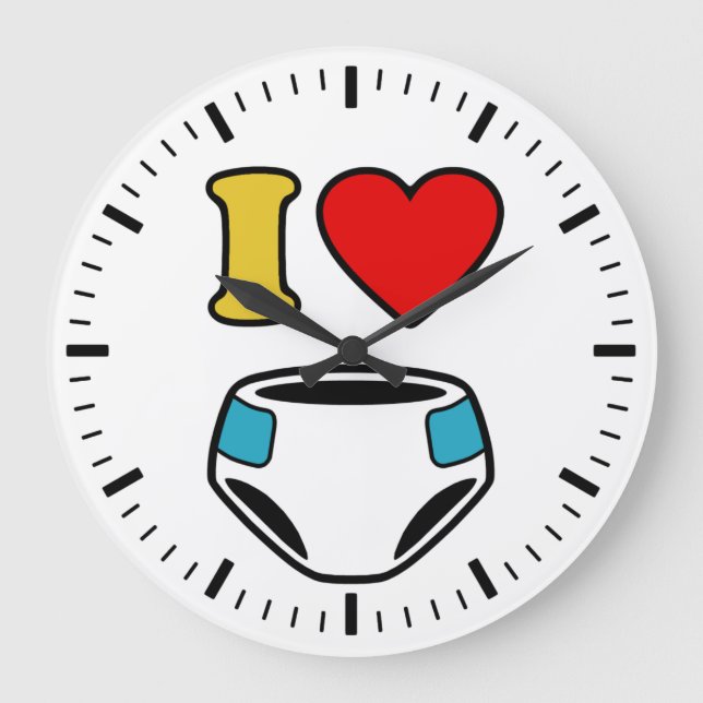 GRANDE HORLOGE RONDE J'AIME LES DIAPERS (Recto)