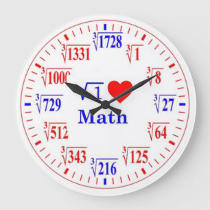 Grande Horloge Ronde J'Aime Les Maths, Les Racines De Cube