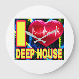 GRANDE HORLOGE RONDE J'AIME LES POLICES DE CARACTÈRES JAUNE DE DEEP HOU