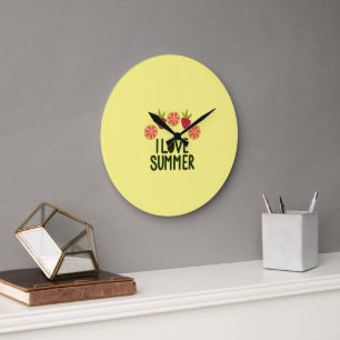 Grande Horloge Ronde J'aime l'Horloge Murale Ronde en Acrylique d'Été a