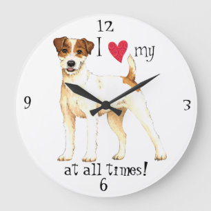 Grande Horloge Ronde J'aime ma Parson Russell Terrier