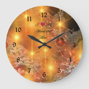 Grande Horloge Ronde J'aime maman, Noël d'or,