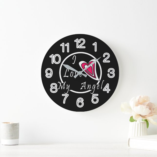 Grande Horloge Ronde J'aime mon Ange (Maison)