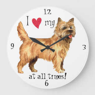 Grande Horloge Ronde J'aime mon cairn Terrier