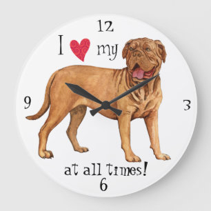 Grande Horloge Ronde J'aime mon Dogue de Bordeaux