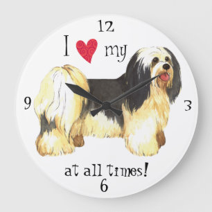 Grande Horloge Ronde J'aime mon Havanais