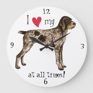 Grande Horloge Ronde J'aime mon indicateur à poils durs allemand