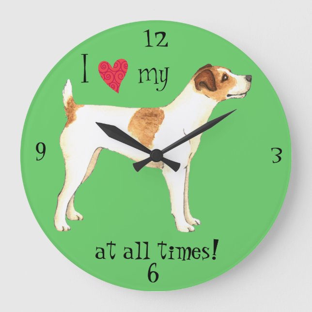 Grande Horloge Ronde J'aime mon Jack Russell Terrier (Recto)