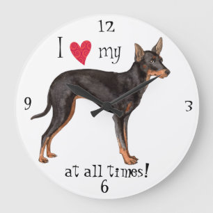 Grande Horloge Ronde J'aime mon jouet Manchester Terrier