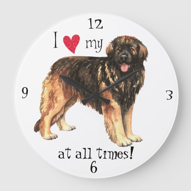 Grande Horloge Ronde J'aime mon Leonberger (Recto)