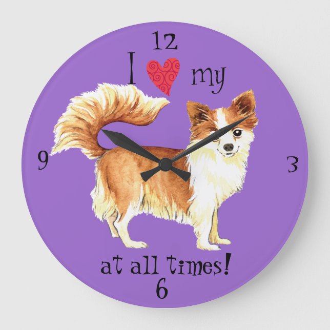 Grande Horloge Ronde J'aime mon long chiwawa de manteau (Recto)