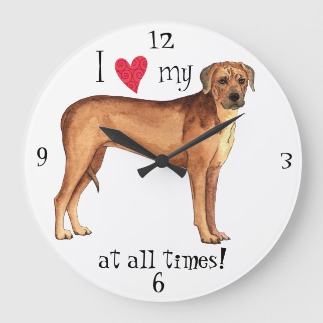 Grande Horloge Ronde J'aime mon Rhodesian Ridgeback (Recto)