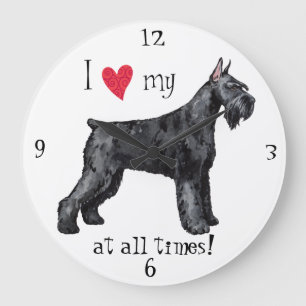 Grande Horloge Ronde J'aime mon Schnauzer géant