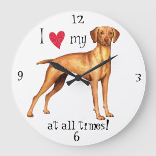 Grande Horloge Ronde J'aime mon Vizsla