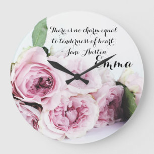 Grande Horloge Ronde Jane Austen Emma Citation Livre Rose Fleur Rose