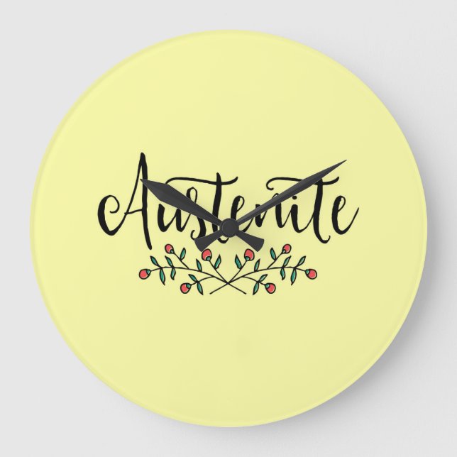 Grande Horloge Ronde Jane Austen Jaune Floral Austenite (Recto)