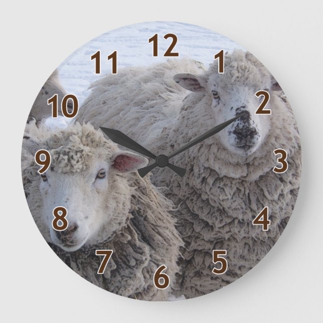 Grande Horloge Ronde Janvier Deux Moutons Visages (Recto)