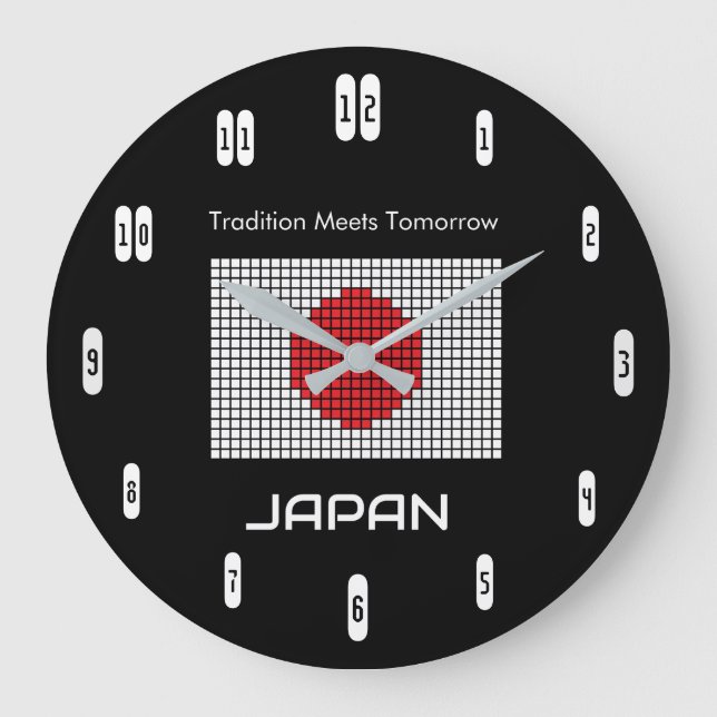 Grande Horloge Ronde Japan Flag on Black – Bold Minimalist (Recto)