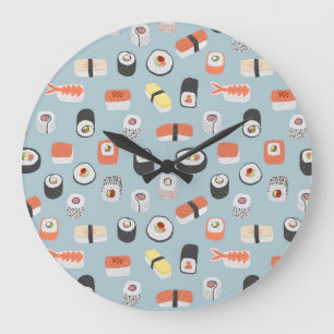 Grande Horloge Ronde Japonais Sushi Nigiri Maki Motif