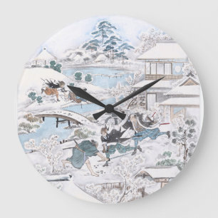 Grande Horloge Ronde Japonais Ukiyo-e des 47 samouraïs de combat de