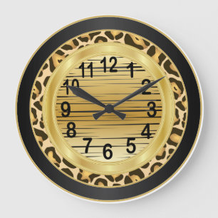 Grande Horloge Ronde Jaquar Animal Print with Gold Scribble