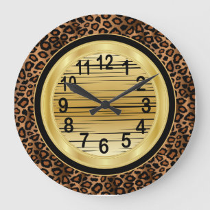 Grande Horloge Ronde Jaquar Animal Print with Gold Scribble