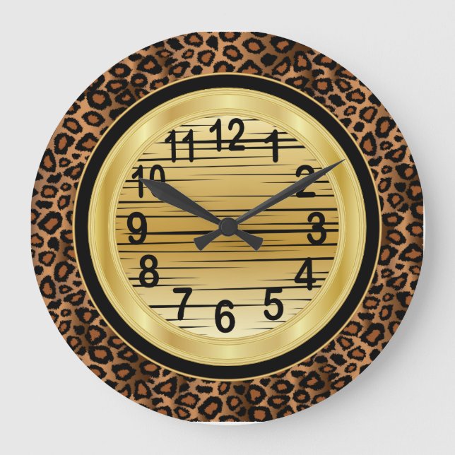 Grande Horloge Ronde Jaquar Animal Print with Gold Scribble (Recto)