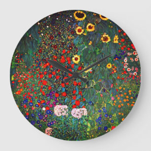 Grande Horloge Ronde Jardin aux fleurs Gustav Klimt