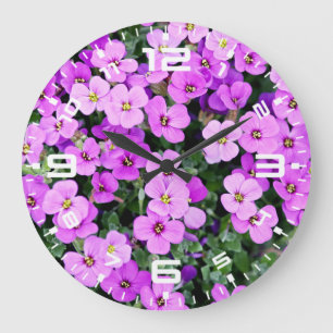 Grande Horloge Ronde Jardin aux fleurs violettes