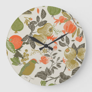 Grande Horloge Ronde Jardin aux fruits d'oiseaux : sans couture