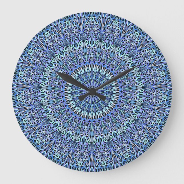Grande Horloge Ronde Jardin bleu de mandala de la vie (Recto)