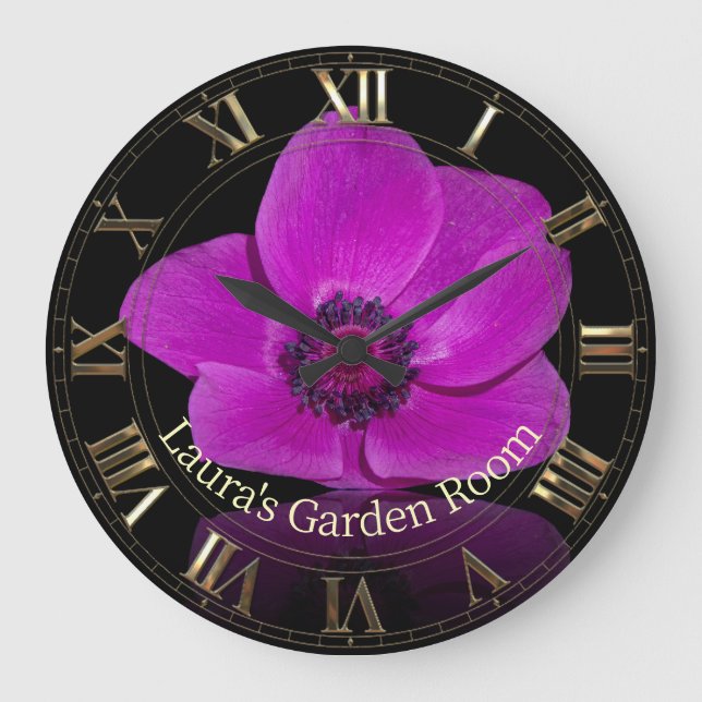 Grande Horloge Ronde Jardin cool fleuri violet (Recto)