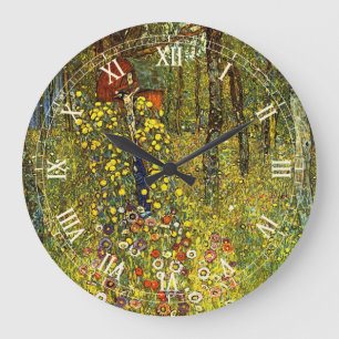 Grande Horloge Ronde Jardin de ferme avec crucifix de Gustav Klimt