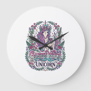 Grande Horloge Ronde Jardin de licorne sorcière Licorne Vêtements color